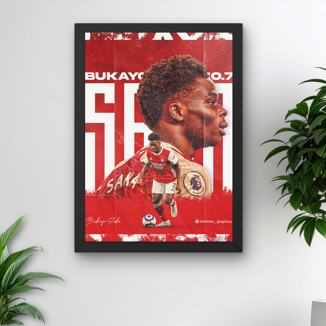 Bukayo Saka A4 Framed Print – Clean Wall Decor